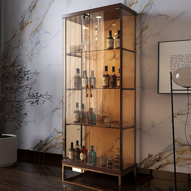 living room metal whisky red wine display cabinet