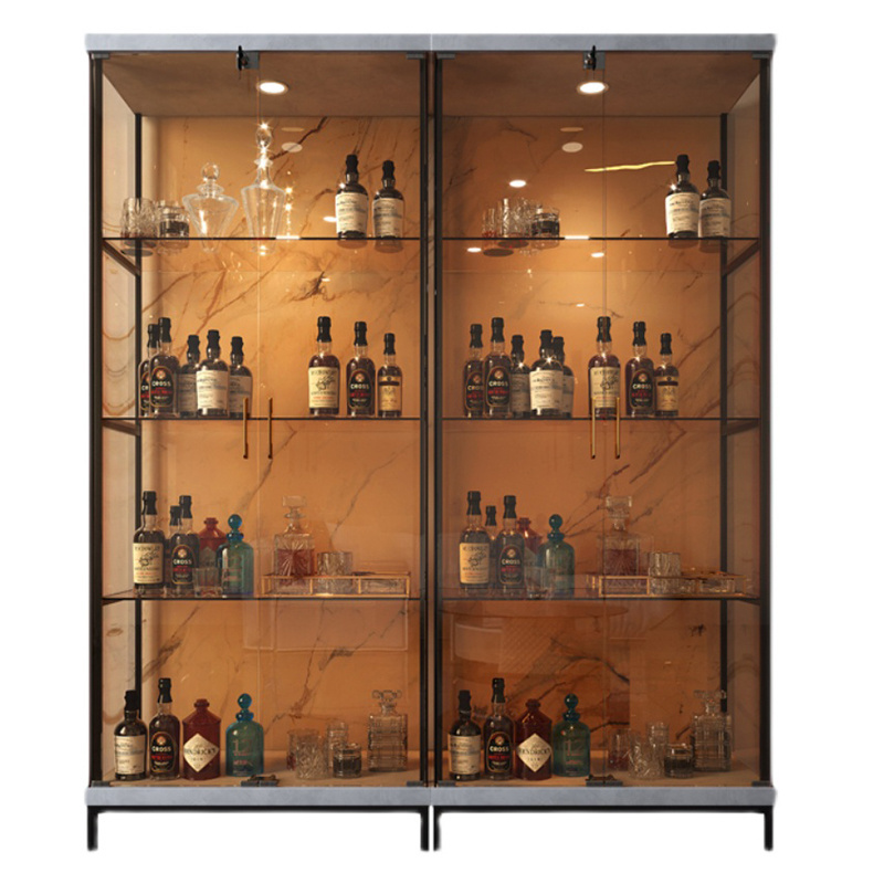 living room metal whisky red wine display cabinet