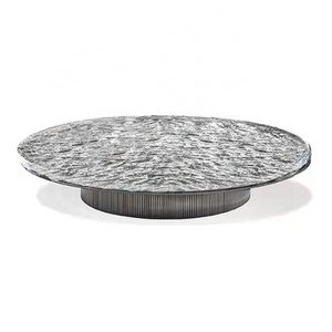 Italian luxury stainless coffee table round cornerlio glass coffee table