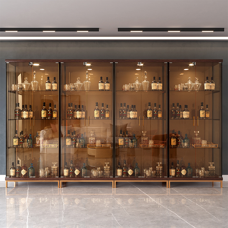 living room metal whisky red wine display cabinet