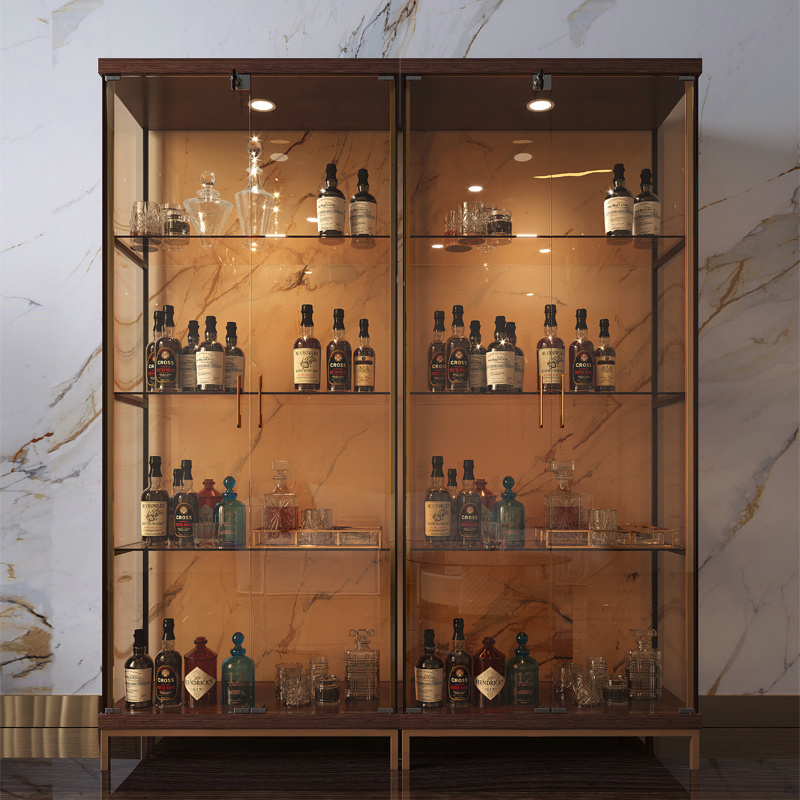 living room metal whisky red wine display cabinet