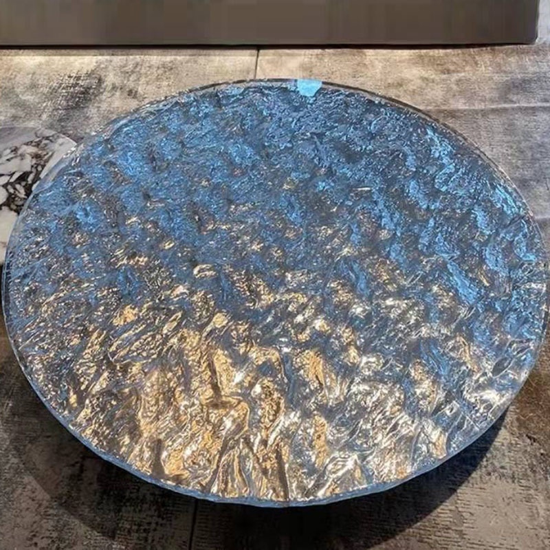 Italian luxury stainless coffee table round cornerlio glass coffee table