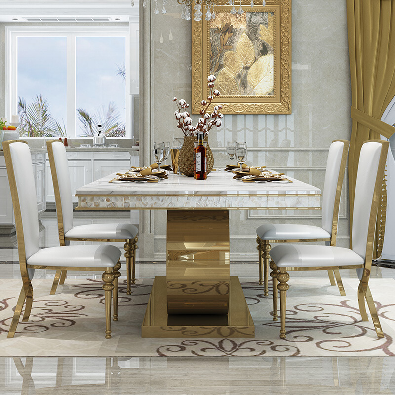 Nordic Modern Dining Room Set Italian Luxury Design furniture Marble Top Dining Table