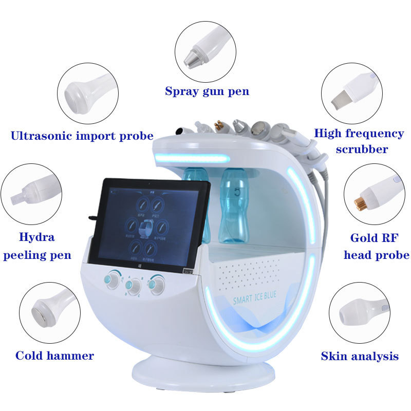 2023 Face Care 7 In 1 Smart Ice Blue Oxygen Jet Facial Rf Aqua Aquasure Dermabrasion facials Skin Analyz Machine