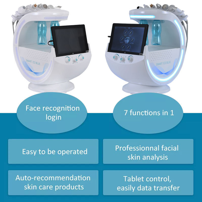 2023 Face Care 7 In 1 Smart Ice Blue Oxygen Jet Facial Rf Aqua Aquasure Dermabrasion facials Skin Analyz Machine