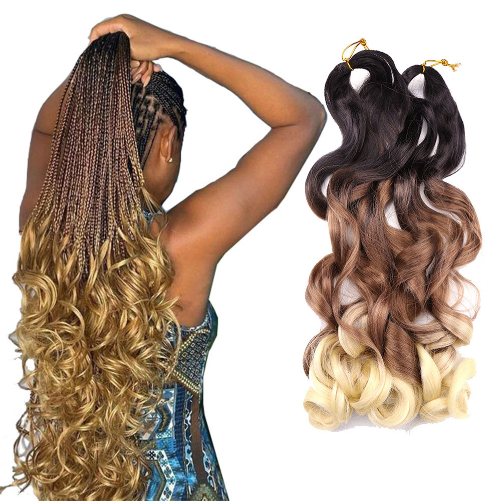 Wholesale 22Inch Yaki Loose Wave French Curls Pony Style Silky Curly Hair Extensions African Braid Products Blonde Braiding Hair