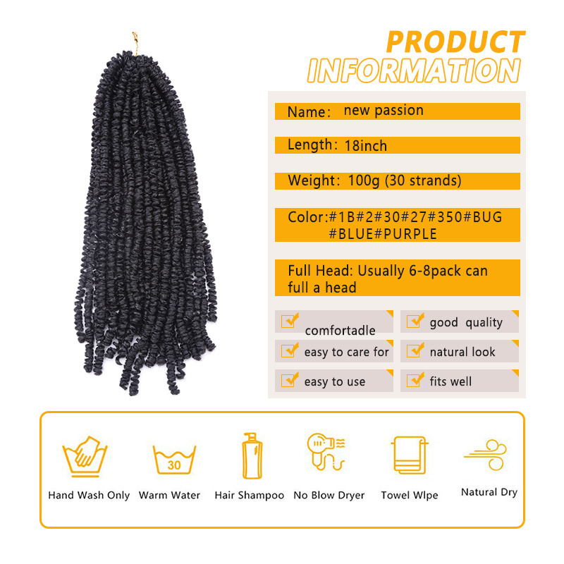 Amir New Style Cheap Price Top Quality Faux Locs Braids Long Passion Spring African Crochet Afro Kinky Passion Twist