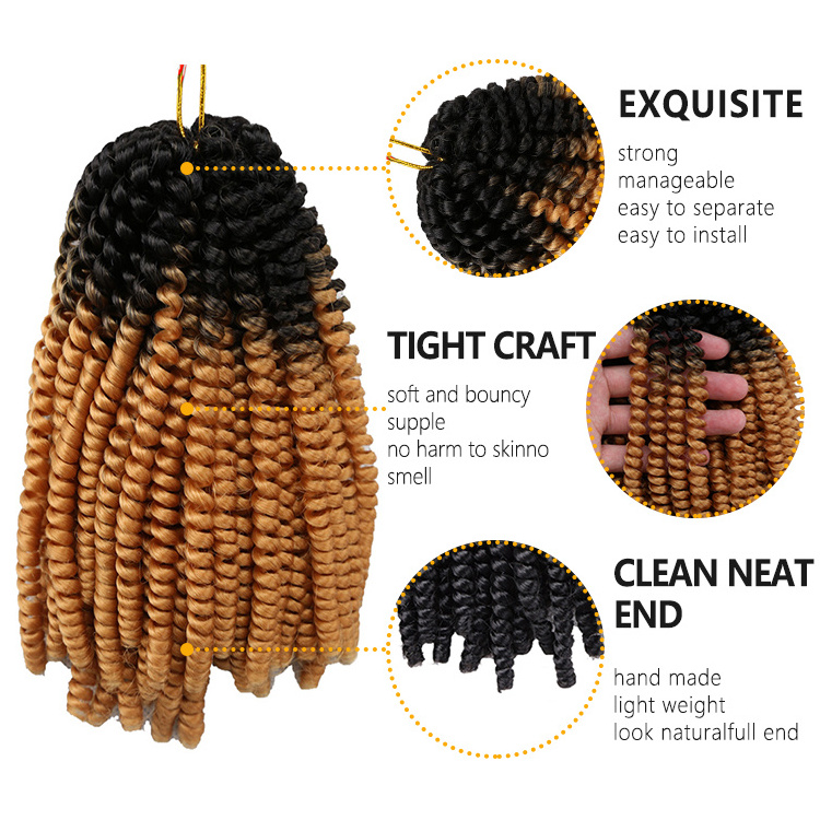 Good Synthetic Hair Extension Supplier 8Inch 12Inches Passion Box Braid Nubian Crochet Hair Spring Twist Braiding Hair