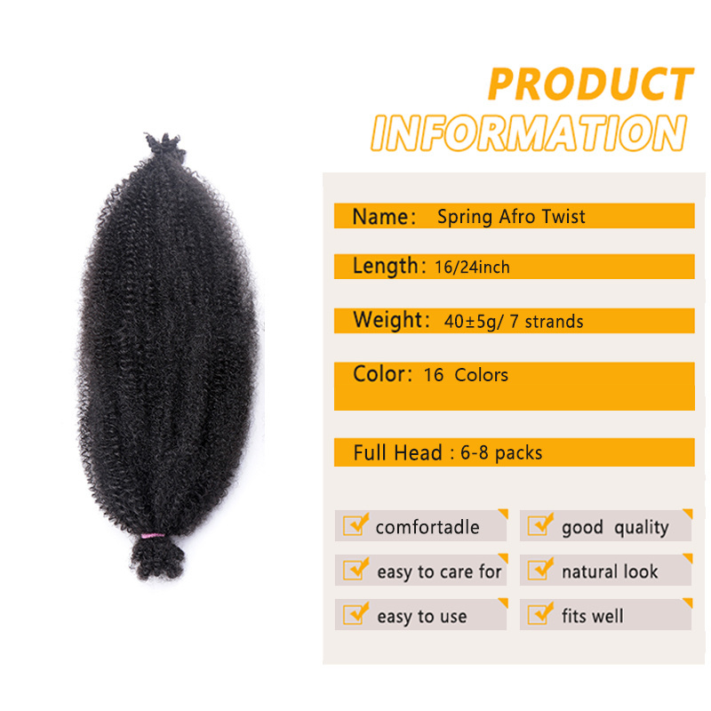 Amir 16 24 Inch Expression Pre-fluffed Poppin Twist Springy Afro Twist Crochet Braiding Hair Afro Spring Twist