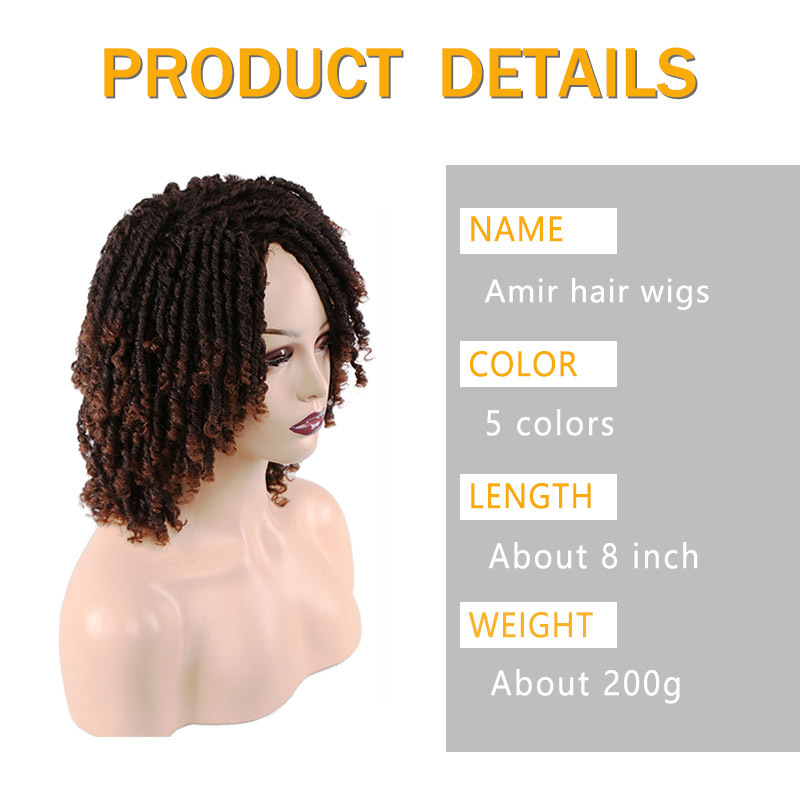 Amir High Quality Synthetic Dreadlocks Jamaican Cheap Male Afro Wig Short Dreadlock Wigs for Black Women Daily Party