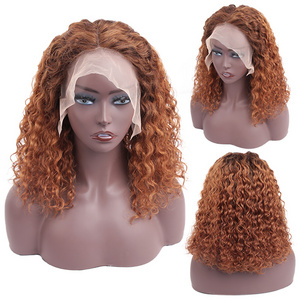 Orange Ginger Colored Human Hair Wigs Short Kinky Curly Deep 350 Colored 13X4 Lace Front Wig Brazilian Preplucked Pixie Cut Wigs