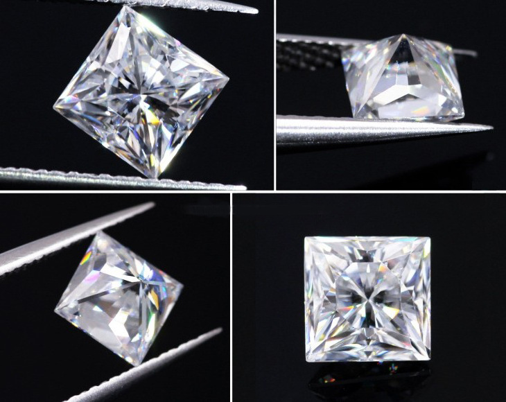 Wholesale 6.5mm 1 carat 8*8mm DEF VVS Square Loose Princess Cut Moissanite for rings