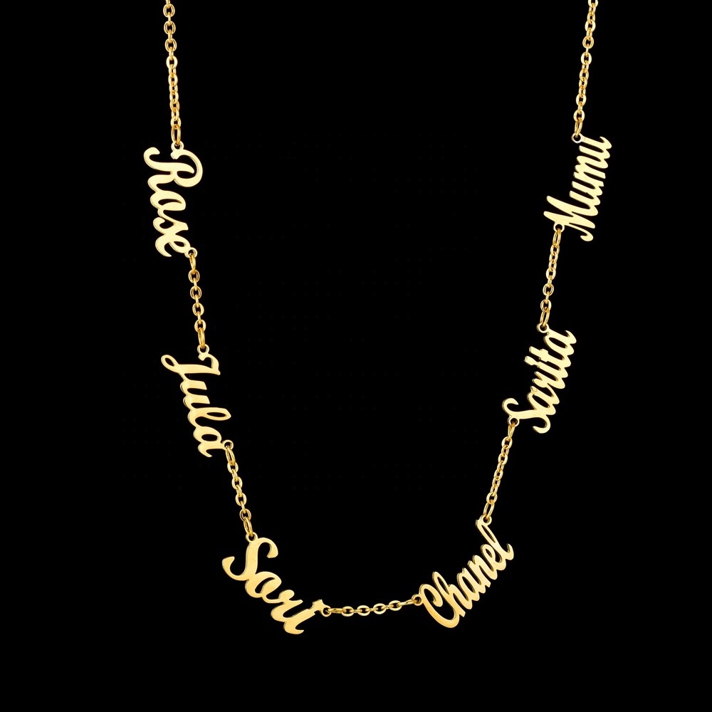 Personalized stainless steel best gifts real gold jewelry 18k custom multiple names necklace