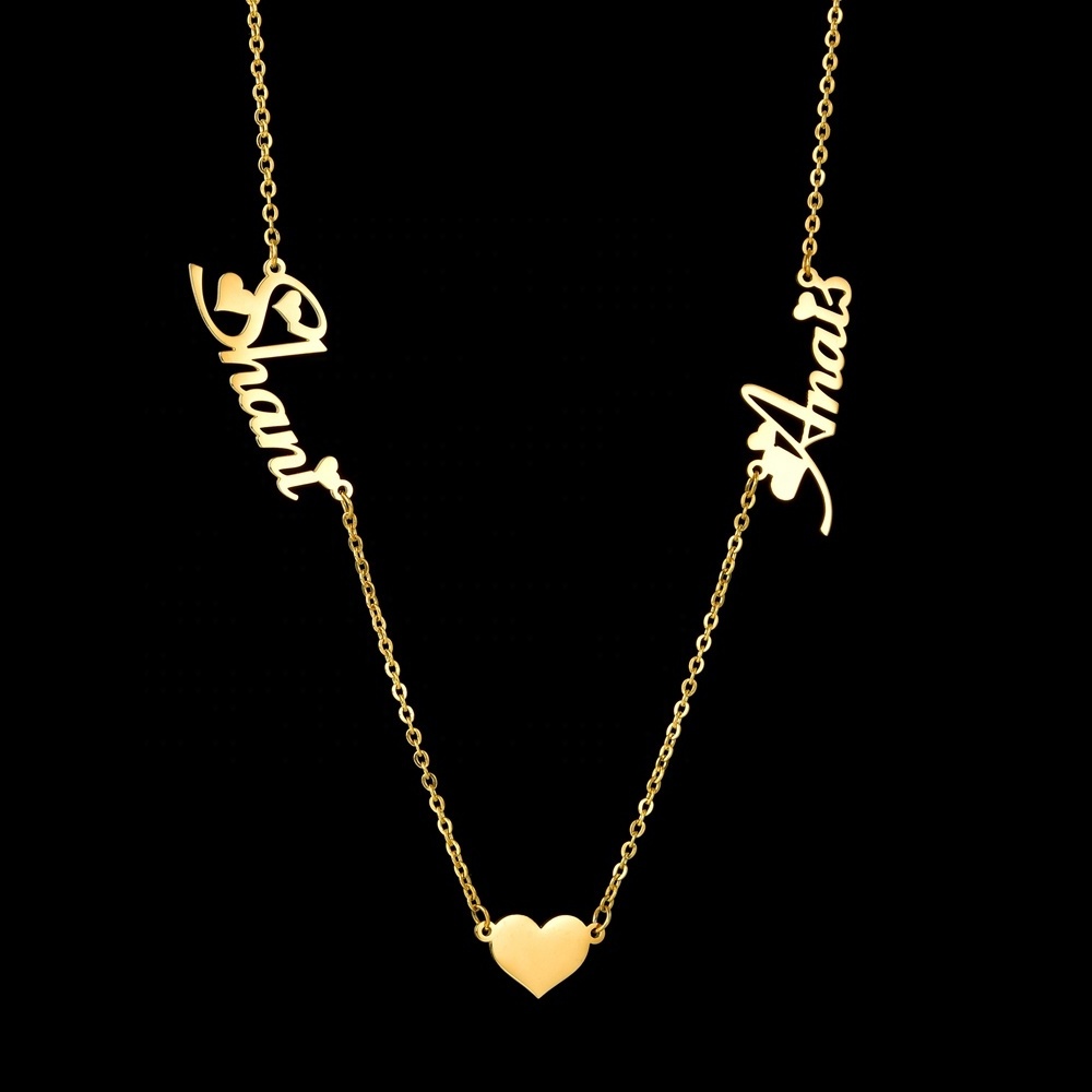 Personalized stainless steel best gifts real gold jewelry 18k custom multiple names necklace