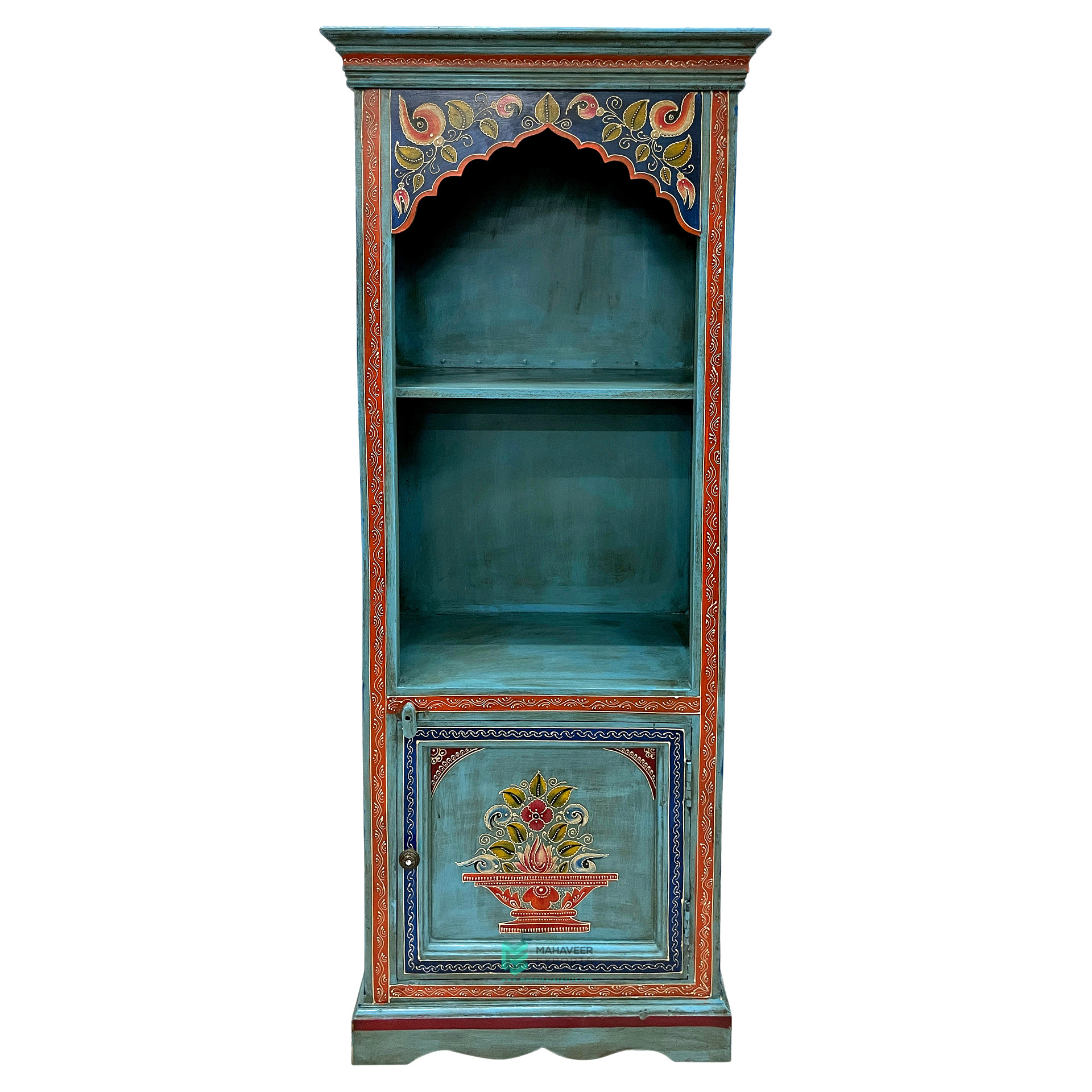 Best Selling Fine Hand Painted Wooden One Door Half Open Bookshelf Newly Designed Best Quality Storage Organizer Furniture