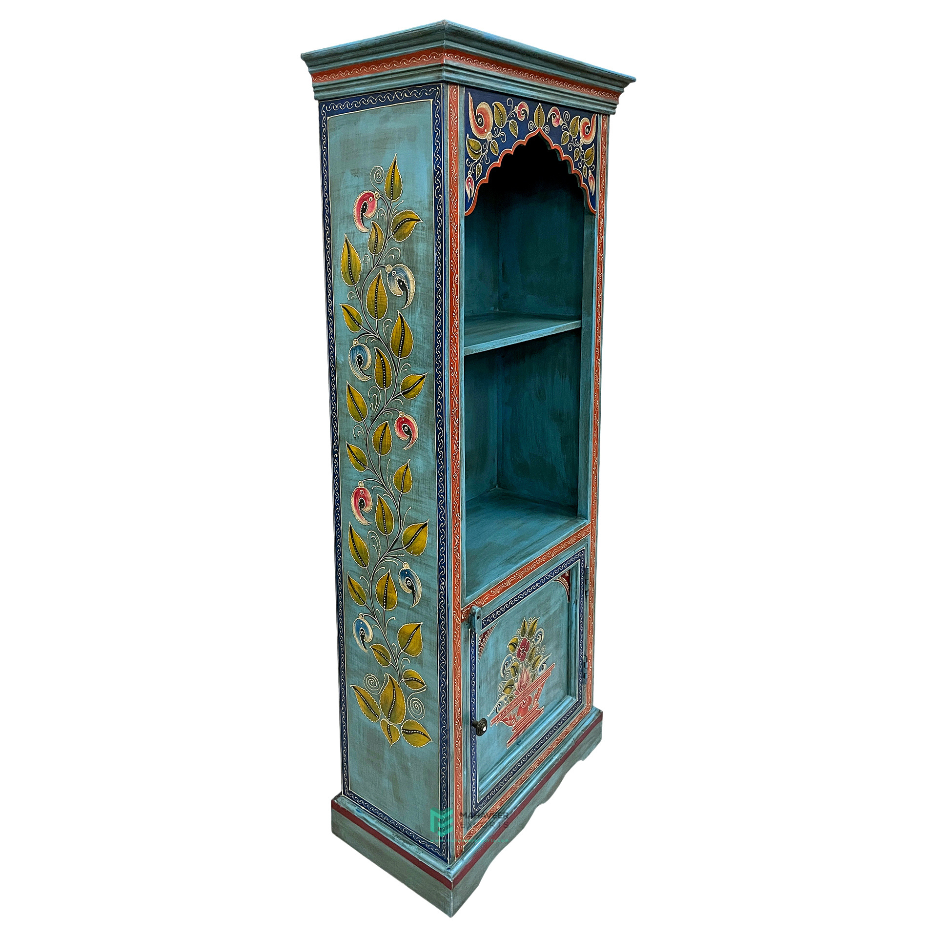 Best Selling Fine Hand Painted Wooden One Door Half Open Bookshelf Newly Designed Best Quality Storage Organizer Furniture