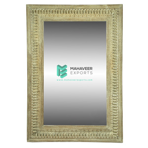 Best Selling Wooden Hand Carved Mirror Frame with Mirror Distressed Finish Home Decor Furniture for Living Room / Bedroom