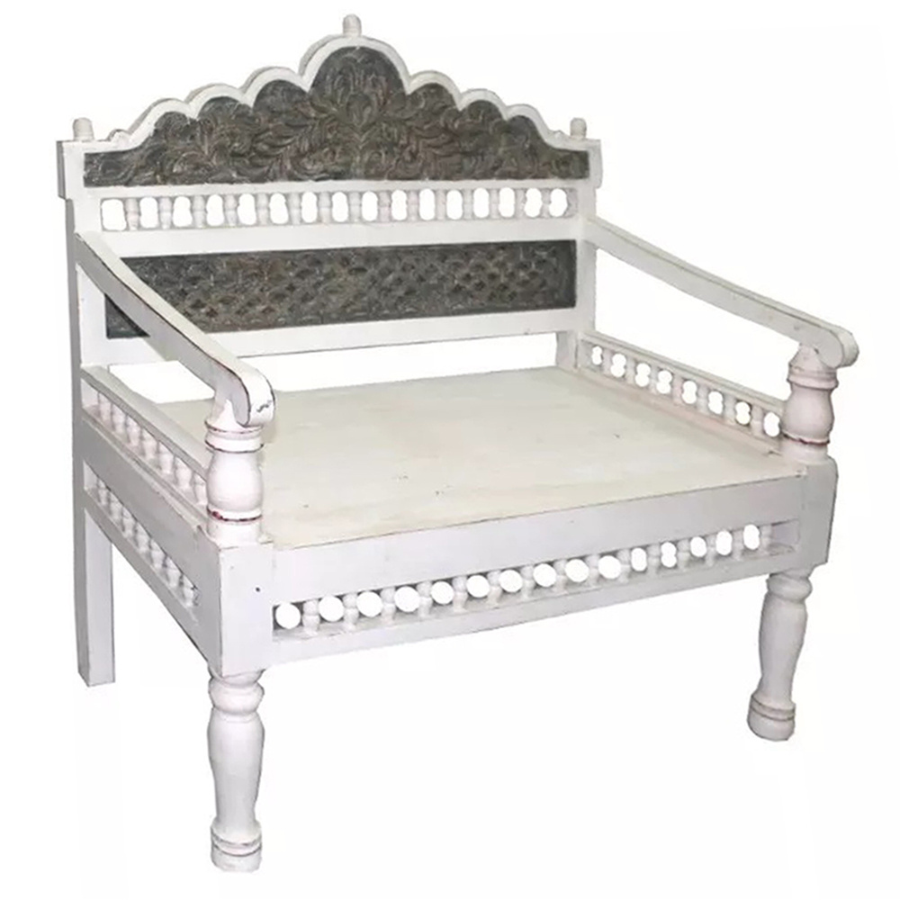 Best Selling Fine Hand Painted Wooden Bench With Back Support Comfortable Sitting For Outdoor Garden Antique Furniture