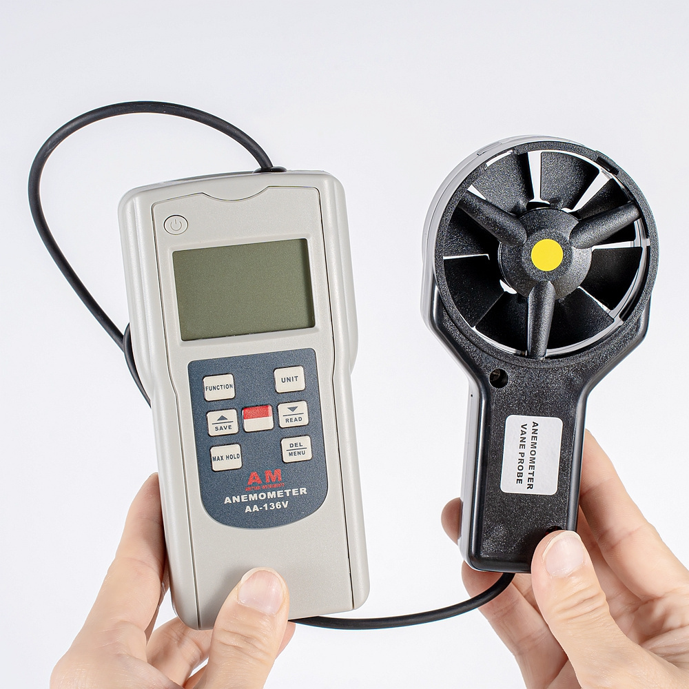 AA-136A Digital Wind Speed Measurement Temperature Tester Handheld Anemometer Lcd Display Air Flow Speed Wind Meter