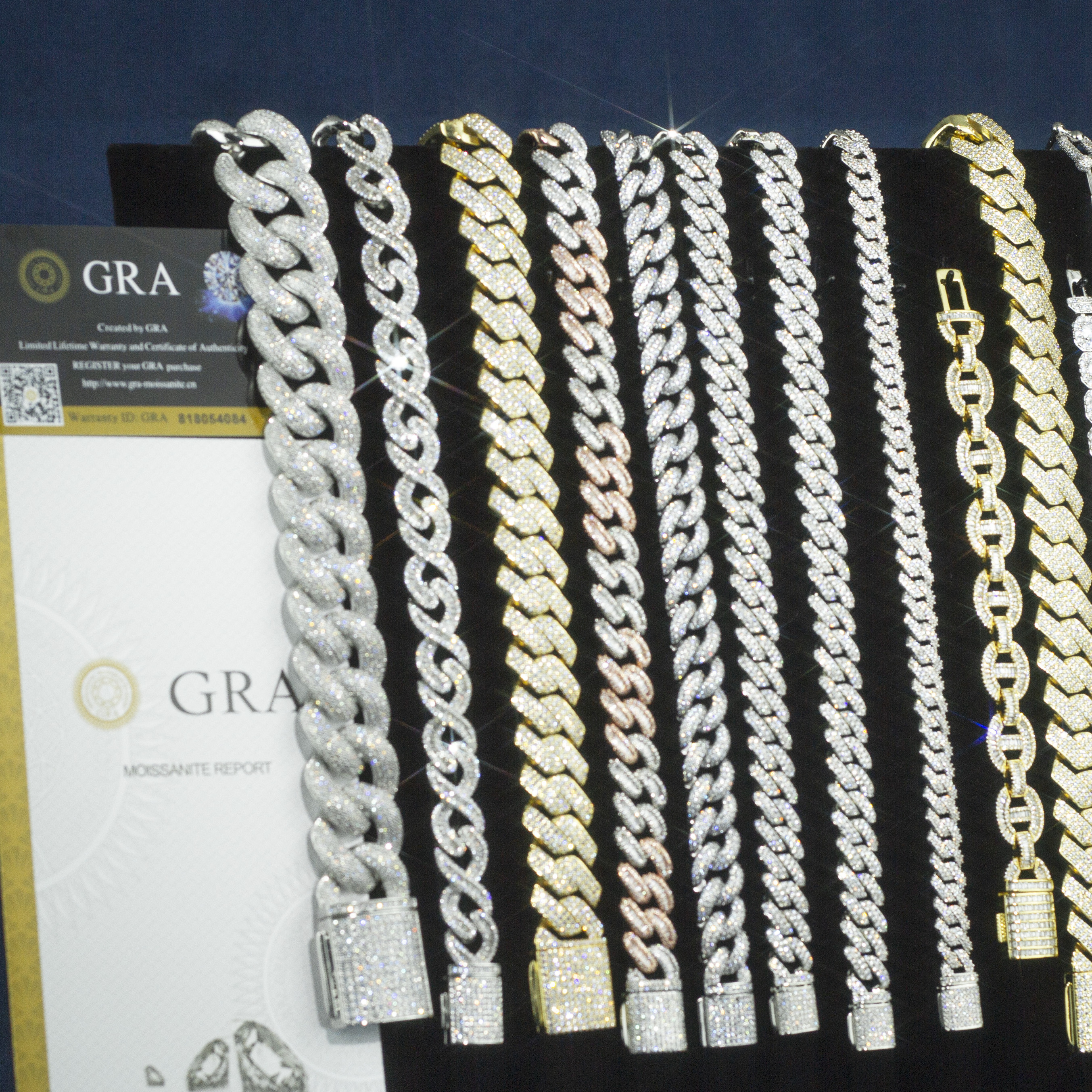 Custom 15MM 18MM 20MM 22 MM Baguette Chain Cuban Moissanite 925 Silver Hip Hop VVS Diamond Moissanite Cuban Link Chain