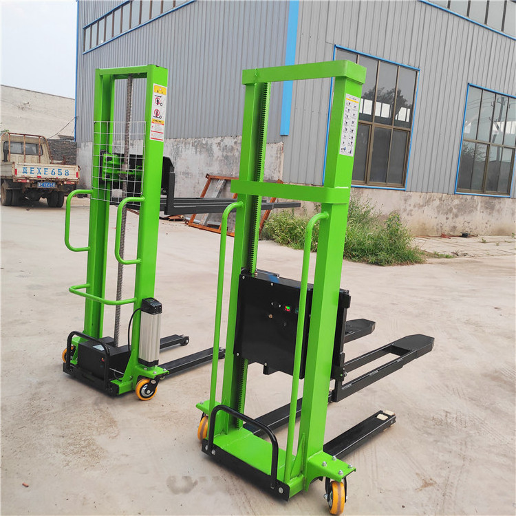 The Best Sale 500kg 1000kg self loading portable forklift 1500kg mini small hand manual semi electric self load lifting stacker