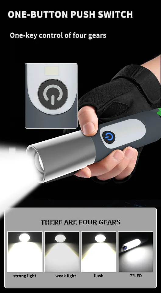 Amlife Customizable Brightest Led Flashlight Rechargeable Handheld Mini Zoomable White Laser Light Flashlights Torches WIth Hook