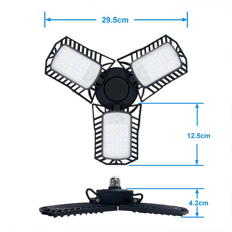 Adjustable Garage Lights Led Deformable Garage Motion Lights With 3 Panel For Garage Ceiling Basement Workshop