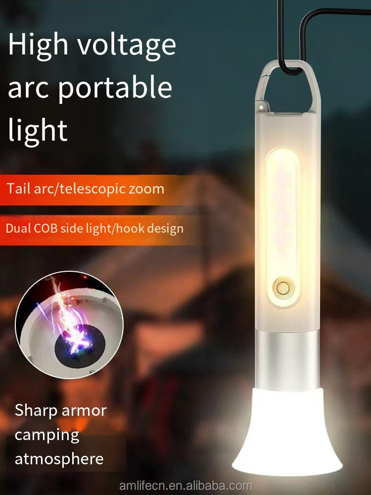 2024 Multi Functional Led Flashlight White Laser Outdoor Camping Lantern Cycling Torch Light Rechargeable LED Flashlight