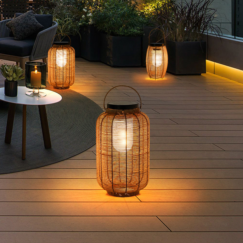 Solar Lantern Solar Rattan Lantern Outdoor with Twine Handle Garden Hanging Lights Solar Lanterns Outdoor Waterproof