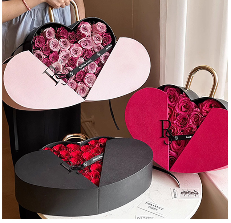 Ammy Valentine's Day gift flower box Love hand-held flower box Lock heart flower heart packing box other christmas decorations