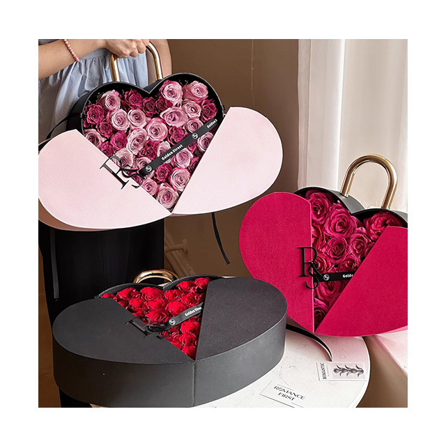 Ammy Valentine's Day gift flower box Love hand-held flower box Lock heart flower heart packing box other christmas decorations