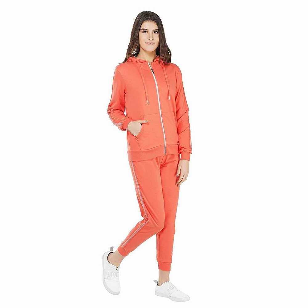 Street Wear Tracksuits For Ladies In Orange Color Casual Women's Sweat Suits