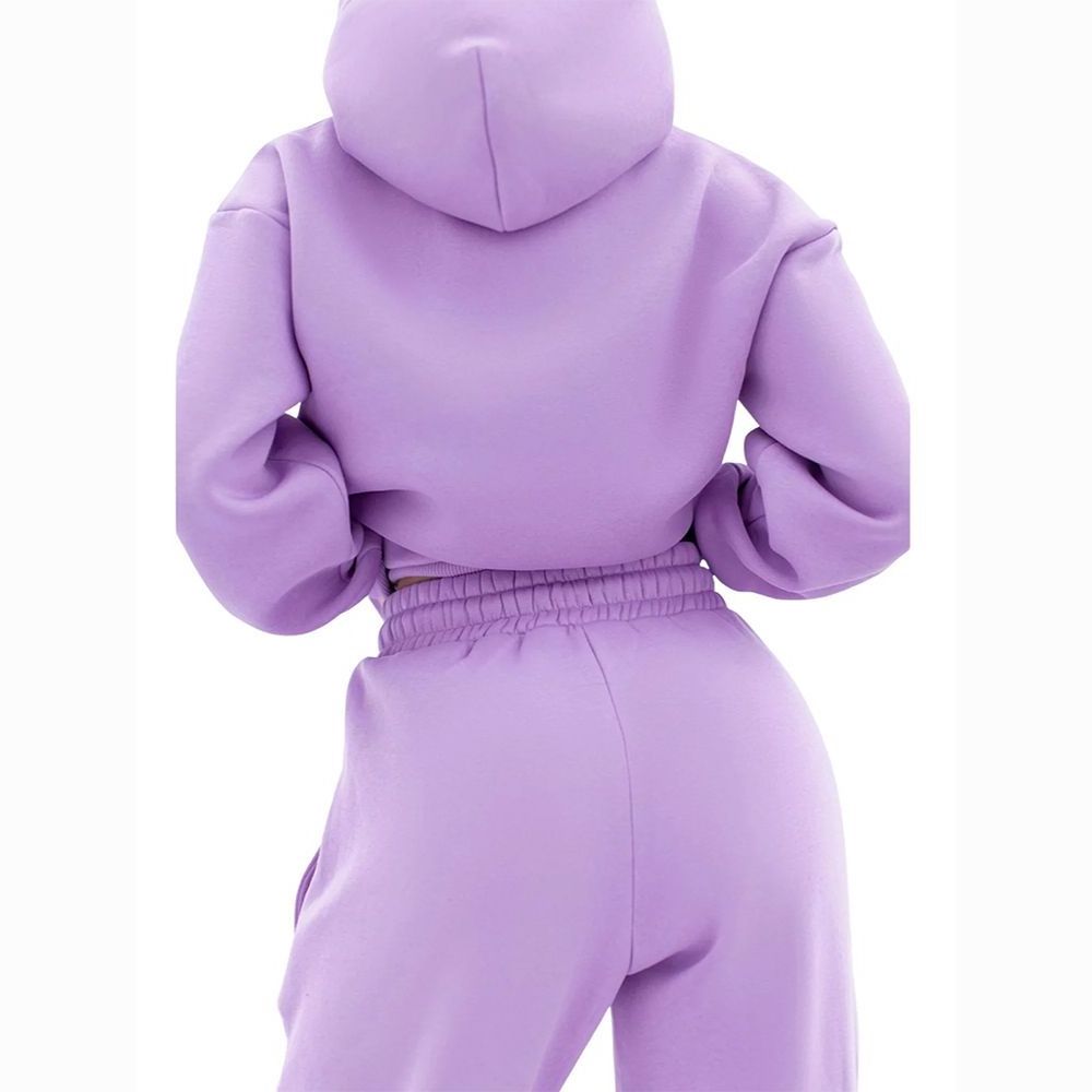 Top Trending Women's Jogging Suits Street Wear Purple Color Pullover Hooded Tracksuits With Customized Color