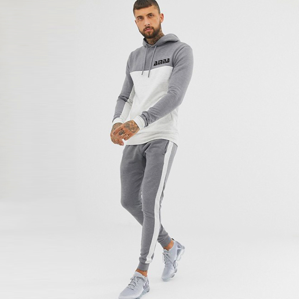 Adult Men Track Suit White And Black Lined Sweet Suit Pullover Track Suit