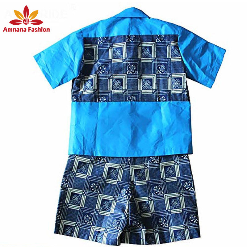 Fashion African Kid Boys Set Clothing Kitenge Designs Casual Children Wearing Two Pieces Short Set