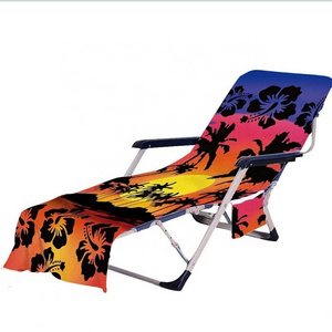 Hot selling ultra-fine fiber beach towel chair cover lounge chair coconut tree style beach towel