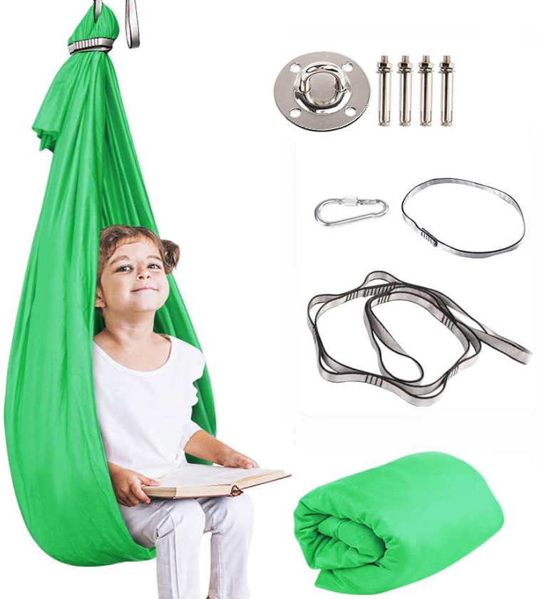 Kids Indoor Outdoor Sensory Chair Kids Swing Seat Hanging Hammock Chair for Autism ADHD and Sensory Processing Disorder