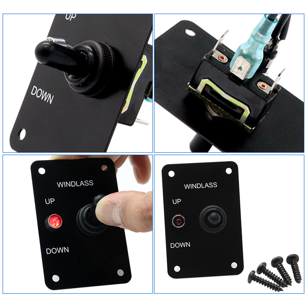 Amomd 12V LED Light Anchor Windlass Waterproof Marine Toggle Switch Panel On-Off Rocker Switches for Boat CE Certified