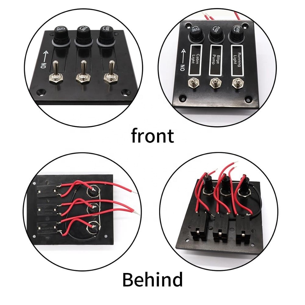 Amomd 12/24V 3P Toggle Switch Panel with Glass Fuse 15A Max Current CE Certified for Car Boat RV