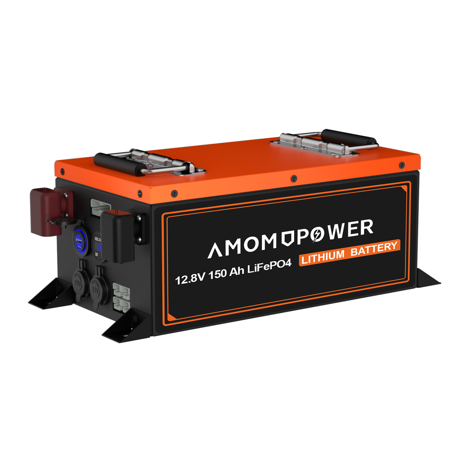 Amomdpower 1920Wh Long Life Lithium Battery 12V 150Ah Caravans Canopy Trailers Motorhomes Outdoor Camping RV Boats Metal Housing