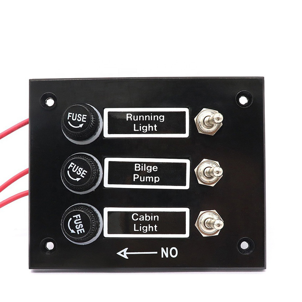 Amomd 12/24V 3P Toggle Switch Panel with Glass Fuse 15A Max Current CE Certified for Car Boat RV