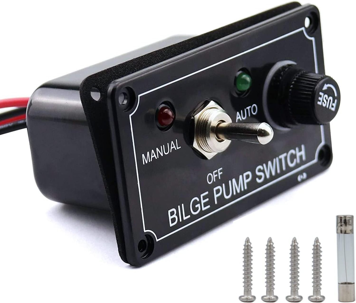 Amomd 12V Marine Bilge Pump Switch Panel 3-Way Rocker Toggle Switch for Car RV Made of Durable ABS Plastic CE Certified