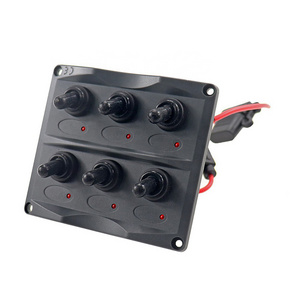 Amomd IP66 Waterproof 12V Marine ON-OFF Toggle Switch Panel 6 Gang for Car RV Boat CE Certified