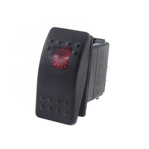 Amomd 12V Square Custom 3P Rocker Switch Marine Waterproof Red LED SPST On-Off Function 20A Max Current for Car Boat RV