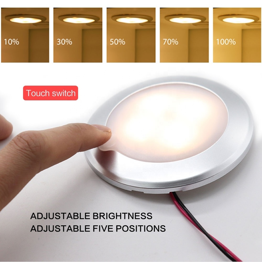 DC 0-30V Bright Adjustable LED Ceiling Light with Touch Sensor IP67 Waterproof for Motorhome Interior Part RV Lighting Systems