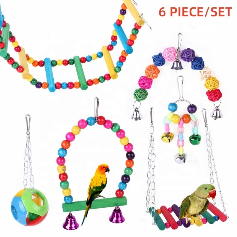 Perch Bird Swing Toy Accessories Set Bird Toys Accessories Pet Bird Cage Hammock Swing Toy