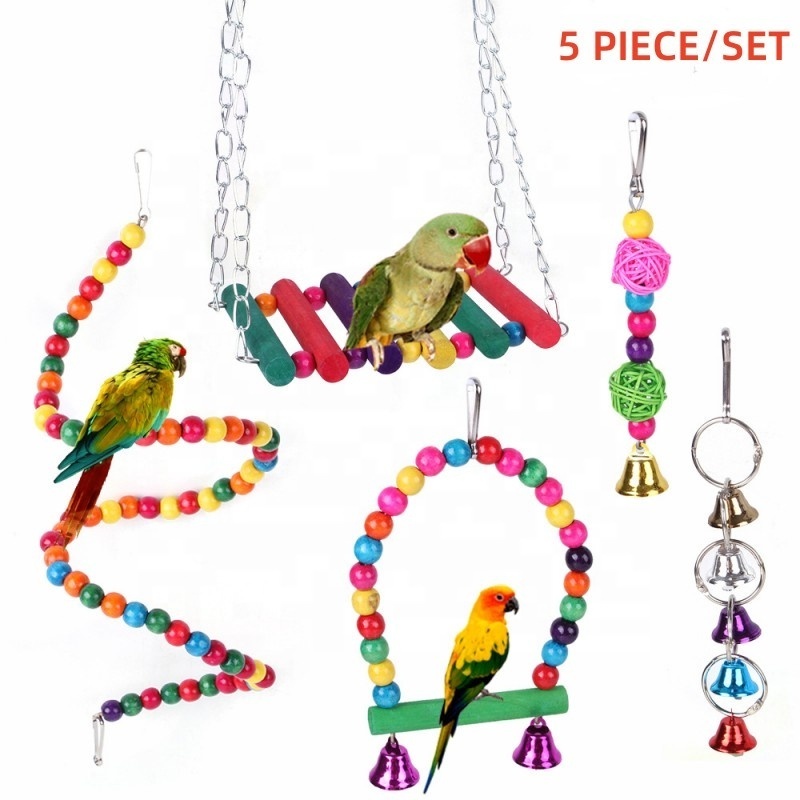 Perch Bird Swing Toy Accessories Set Bird Toys Accessories Pet Bird Cage Hammock Swing Toy