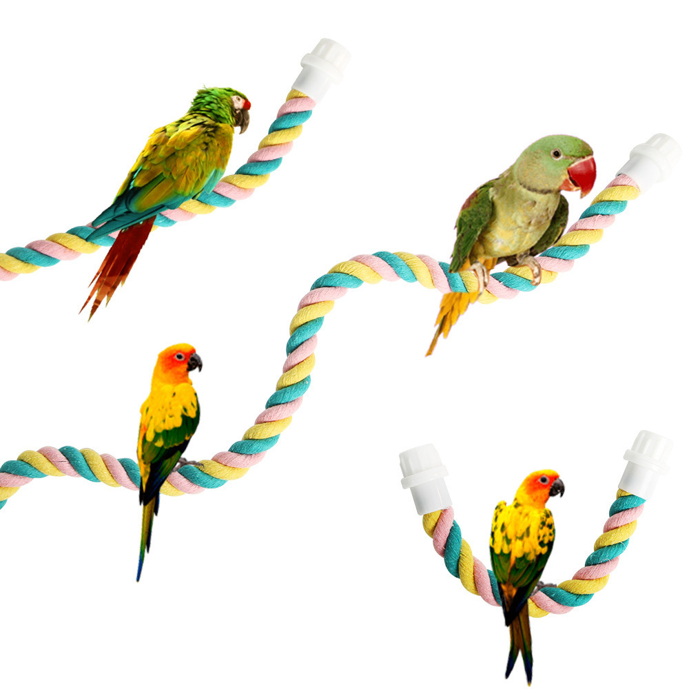 Factory Parrot Nibbling Toy Cotton Rope Climbing Spinning Ladder Bird Parrot Perch Toy Hanging Multicolor Bungee Bird Toy