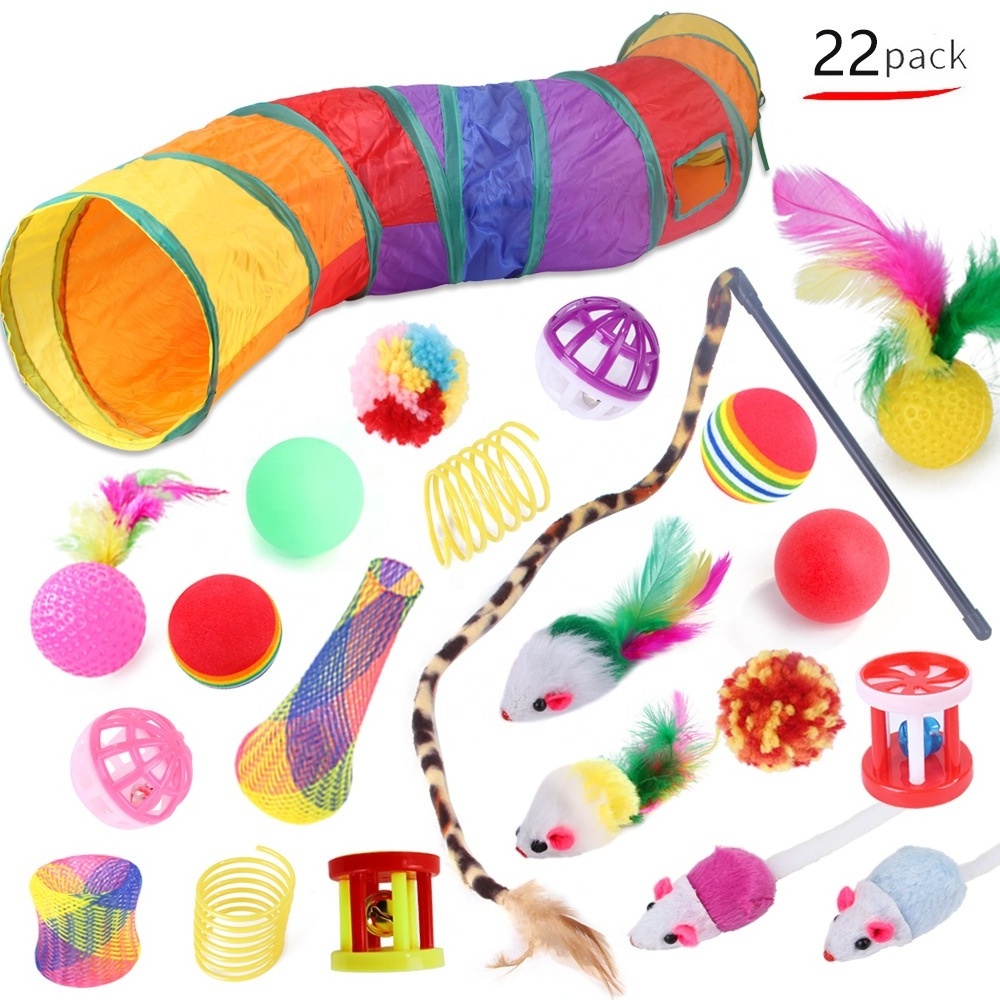 22 Pieces Outdoor Cat Tunnel Set Interactive Cat Toys Catnip Toys Tunnel Toys Set