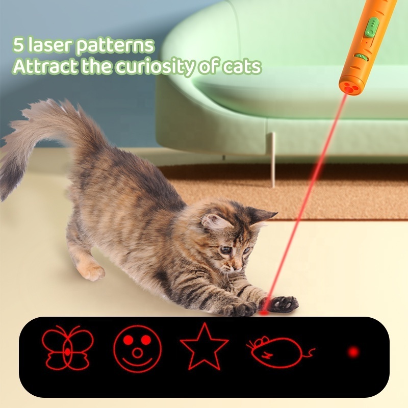 Laser Pointer Cat Toys Carrot Charging Model Laser Cat Teaser 5 Patterns Purple Light Cat Laser Toys